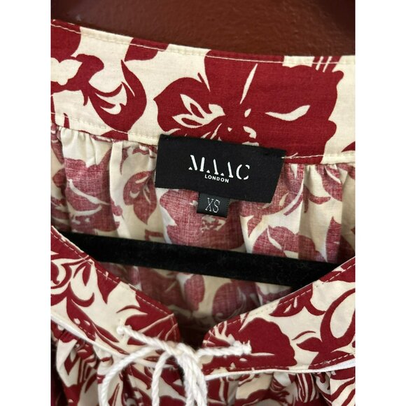 MAAC London Women's Chloe Top in Brick Size XS Smocked Tunic Style Elbow Sleeve - Picture 2 of 4